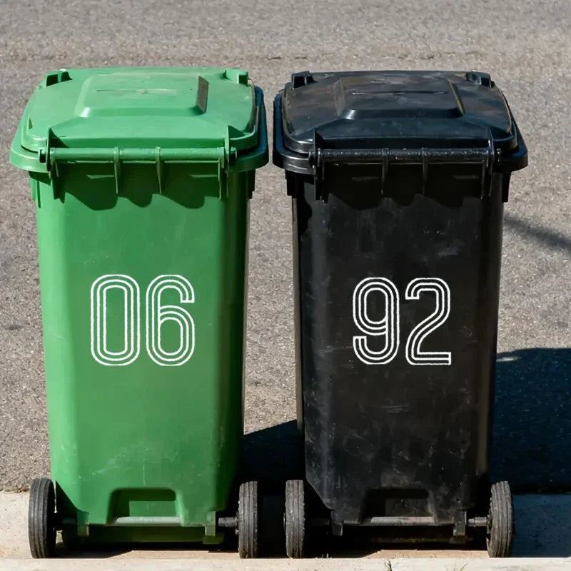 Wheelie Bin Stickers Stripes Number Self Adhesive Waterproof 0-9