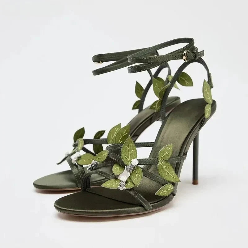 Women's Satin Gladiator Stiletto Sandals – Narrow Band Heels