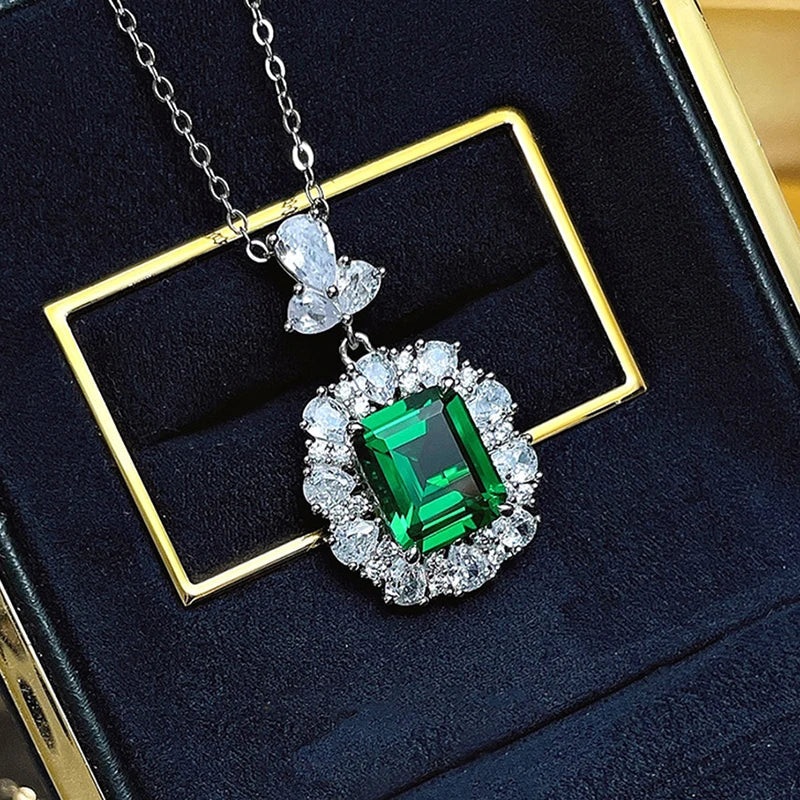 Huitan Green Cubic Zirconia Pendant Necklace | Women's Jewelry