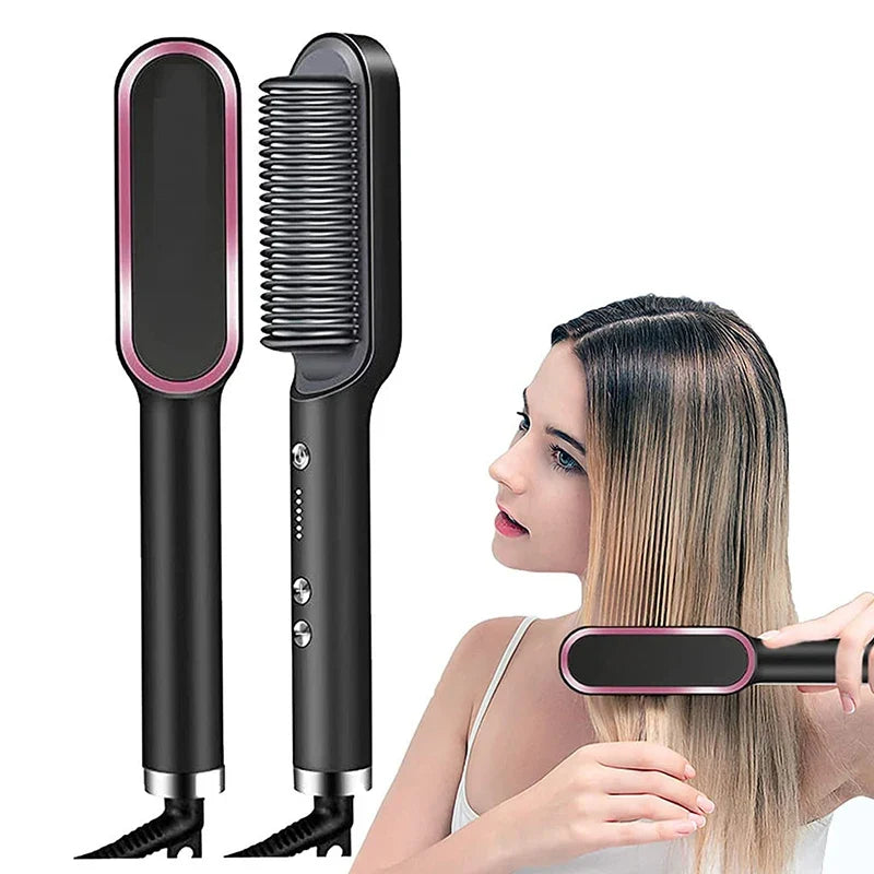 Electric Hair Straightener Brush – Fast Heating & Anti-Scald