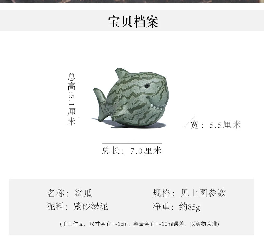 Watermelon Shark Purple Clay Tea Pet | Handmade Sculpture