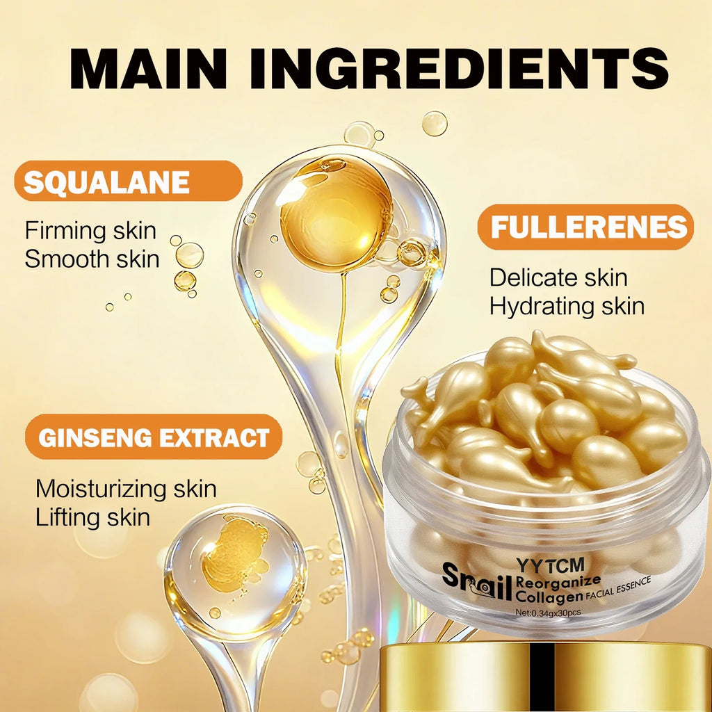 Snail Collagen Serum Capsules – Hydrating, Firming & Squalane