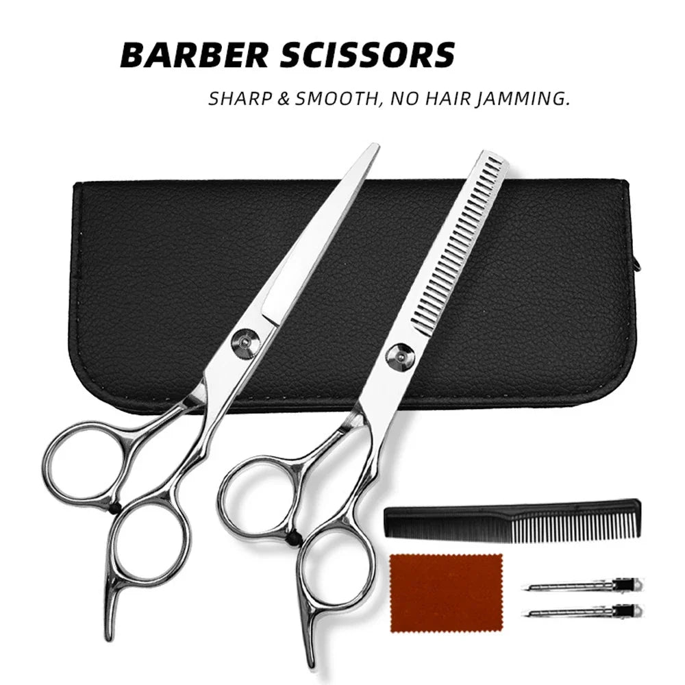 Professional Barber Scissors & Thinning Shears Kit | Stainless Steel