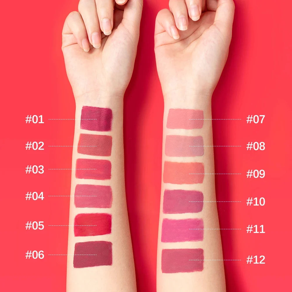 Matte Velvet Liquid Lipstick – Waterproof, Long-Lasting, 12 Shades