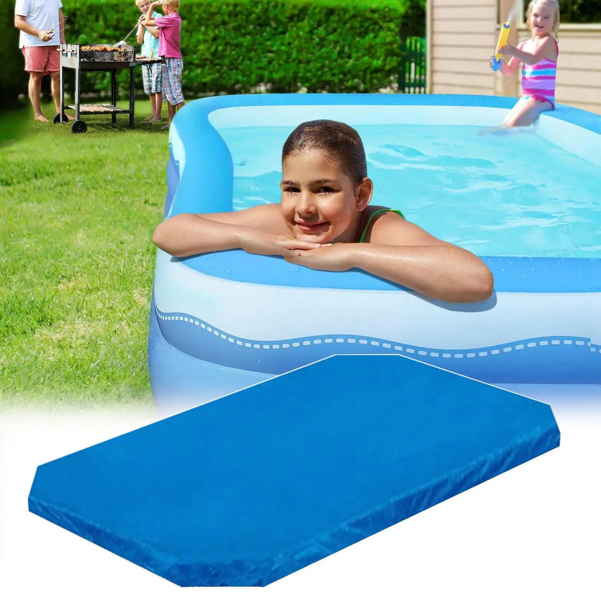 Rectangle Kids Pool Cover – UV Resistant Waterproof Foldable