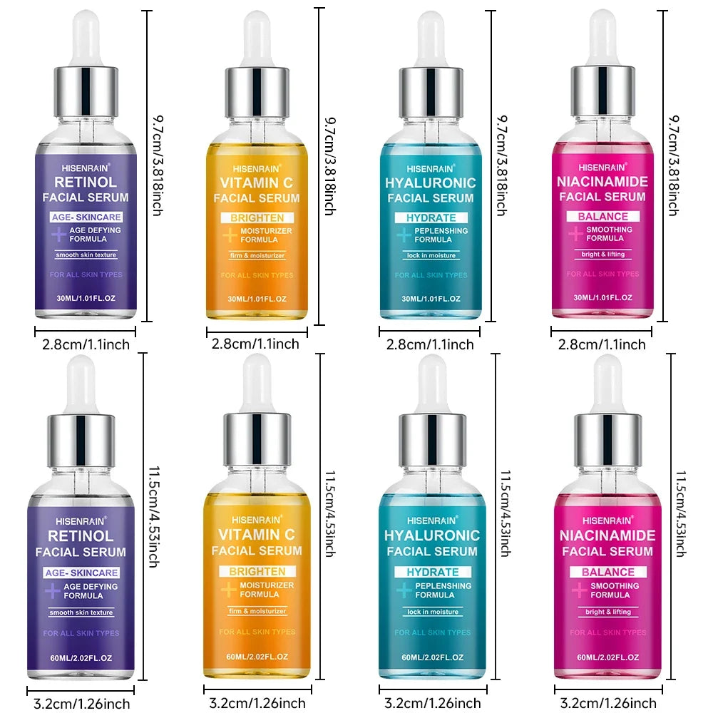 HISENRAIN 4-Piece Face Serum Set – Retinol, Vitamin C & HA