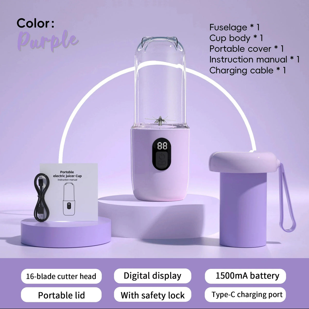 HOMEFISH Cordless USB Mini Blender – Travel Smoothie Bottle Cup