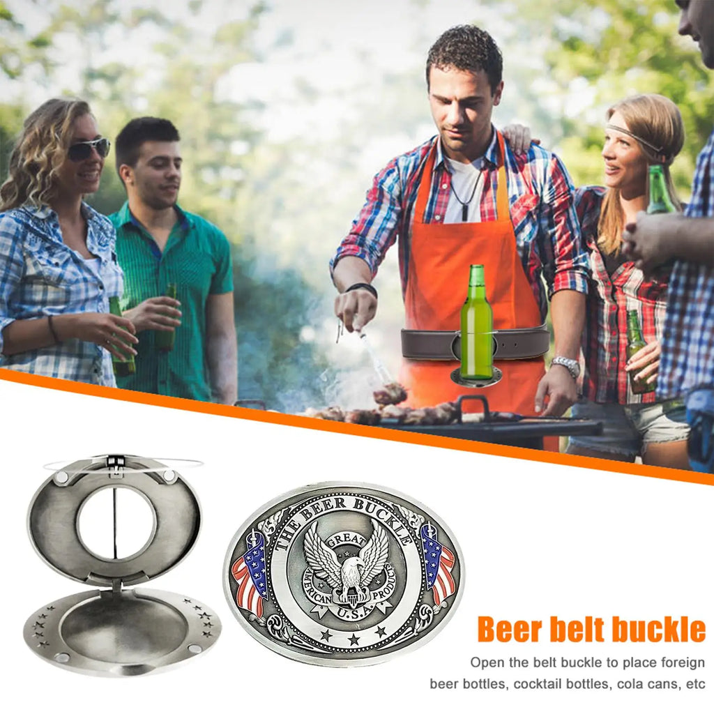 Retro Metal Beer Belt Buckle | Zinc Alloy Bottle Can Holder