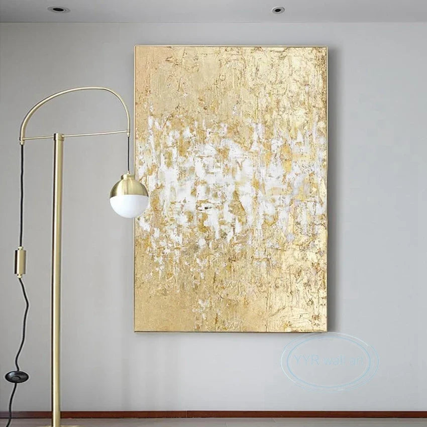 Handmade Gold Foil Abstract Oil Painting | Modern Nordic Wall Art
