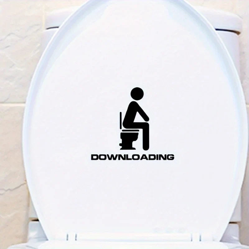 Funny "Downloading" Toilet Wall Sticker – Humorous Bathroom Decal