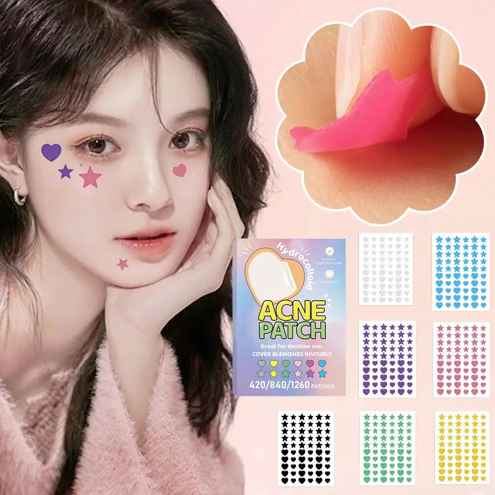 Colorful Star & Heart Acne Patches – 420 to 1260 Pcs
