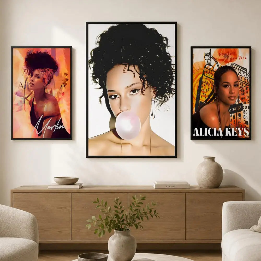 Alicia Keys HD Peel-and-Stick Waterproof Wall Poster