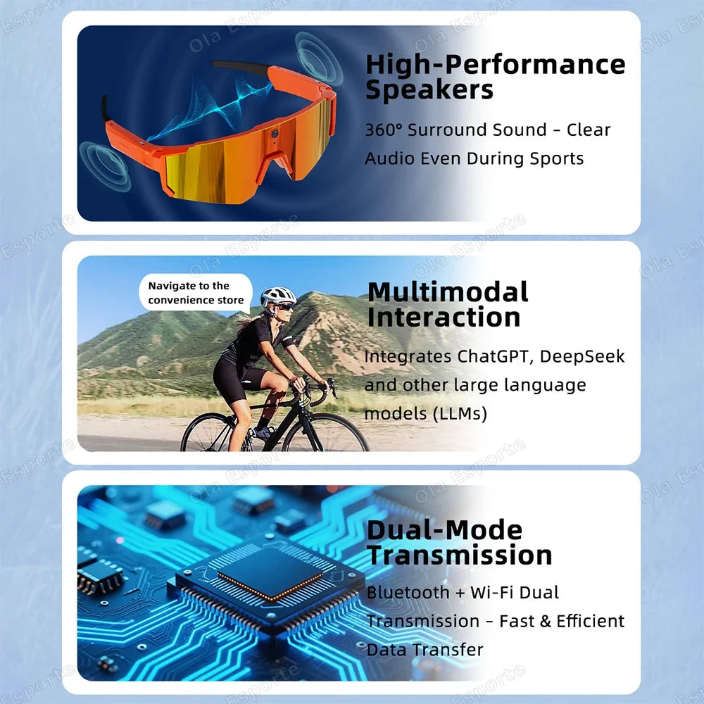 Sunscreen Smart Glasses AI Translation TF Card Bluetooth Conversation