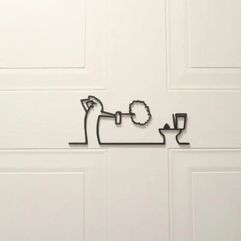 Minimalist Metal Bathroom Sign – Toilet & Shower Wall Decor
