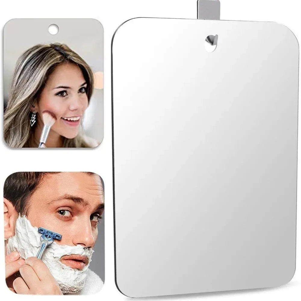 Bathroom Anti Fog Mirror Fogless Acrylic Shower Wall Hook Portable