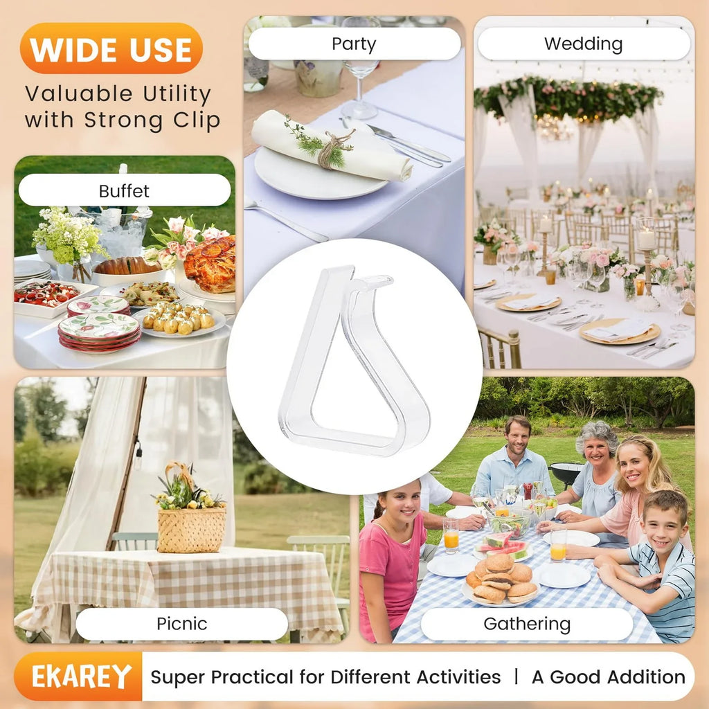 Clear Plastic Tablecloth Clips – Windproof Non-Slip Clamps