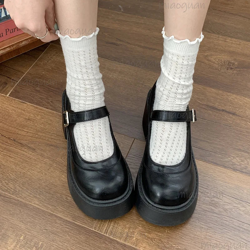 Women's Goth Chunky Platform Mary Jane Pumps | Black & Brown