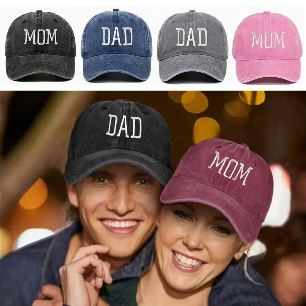 DAD MOM Embroidery Cotton Baseball Cap – Unisex Snapback Hat