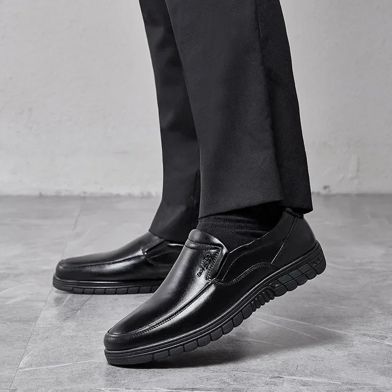 Men's Leather Slip-On Loafers – Breathable Moccasin Driving Shoes