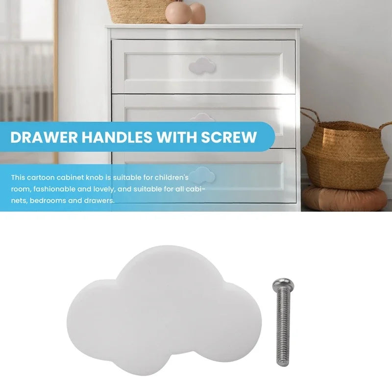 10-Pack Cartoon Cloud Drawer Knobs & Handles for Kids' Rooms