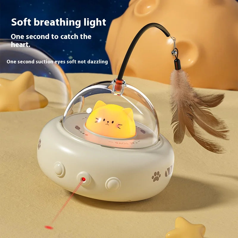 Smart Electric Cat Toy Auto Rotating Feather Wand Interactive Self