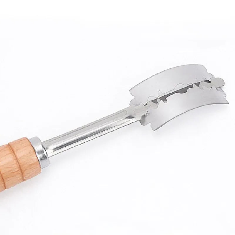 Wooden Handle Bakers Dough Bread Pastry Cutter 5 Blades Toast Curved