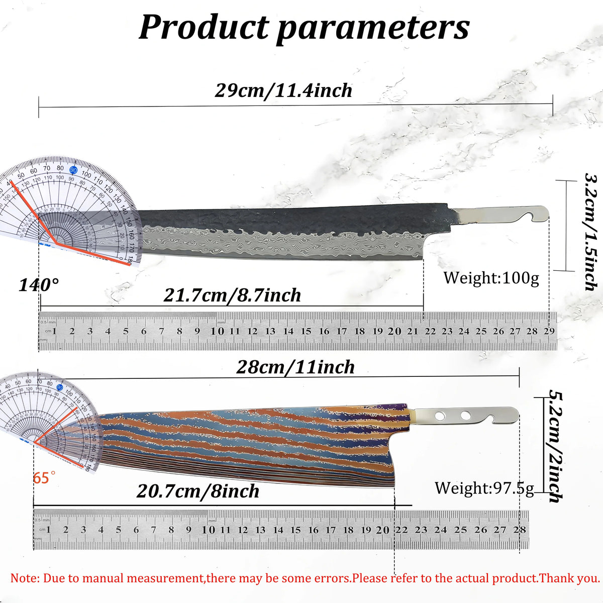 Damascus Steel Sashimi Knife Blade Set – DIY Forged 1–7 PCS