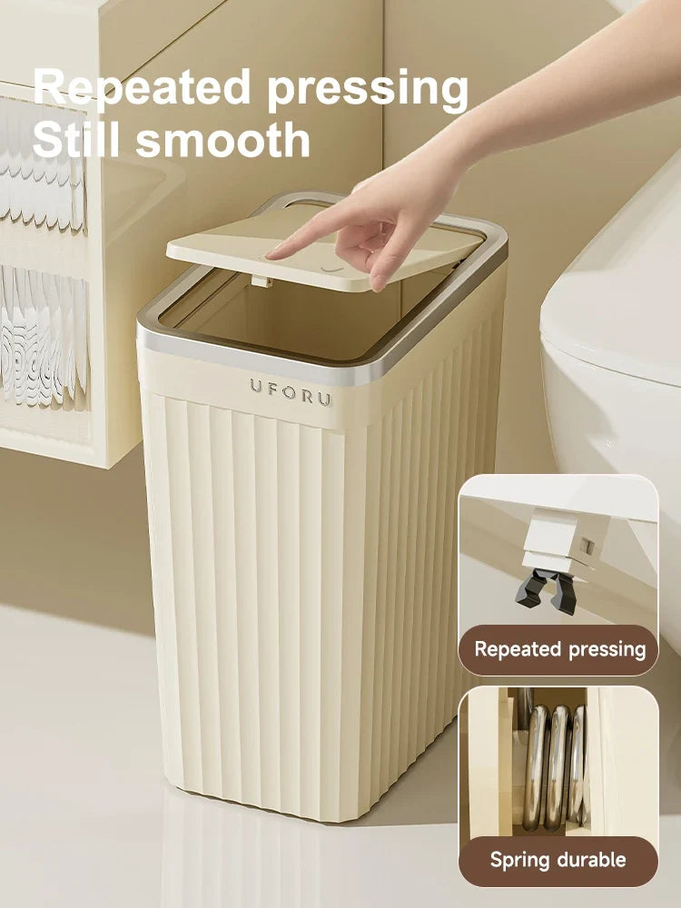 Push-button Waste Bin Large Capacity Non-slip Base Sealed Odour-proof
