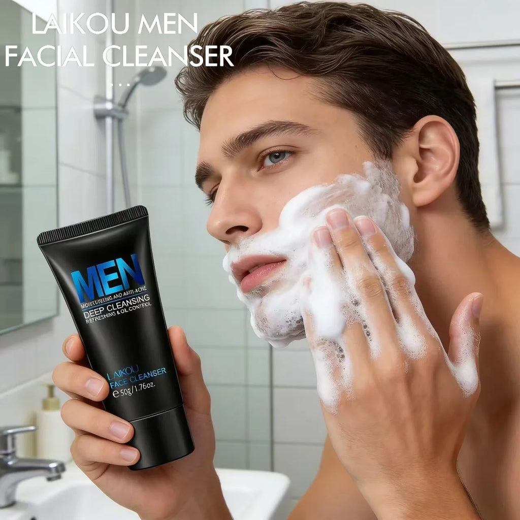 LAIKOU Men Face Cleanser – Oil Control, Anti-Acne & Pore Care