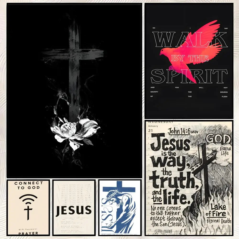 Bible Verse Jesus Christ Christian Wall Art Poster | Waterproof