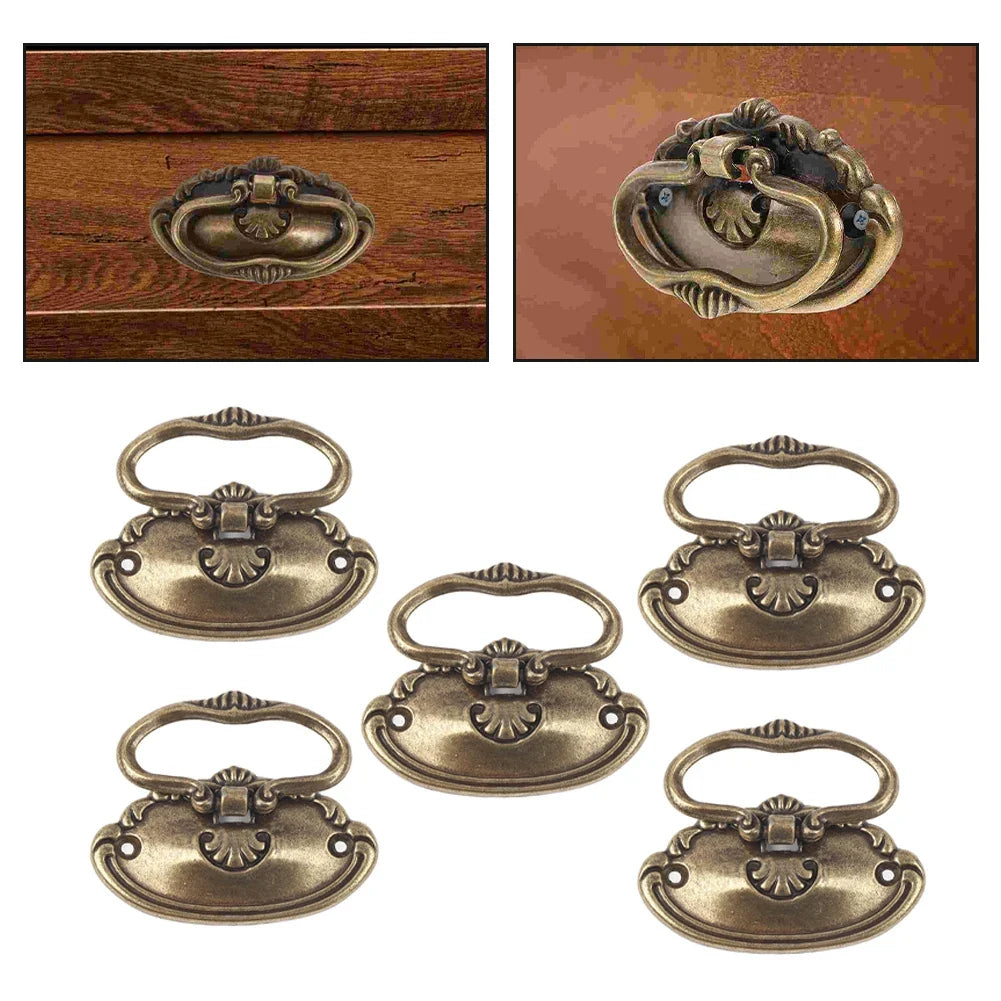 5-Pack Retro Bronze Cabinet Drawer Handles | Vintage Zinc Alloy