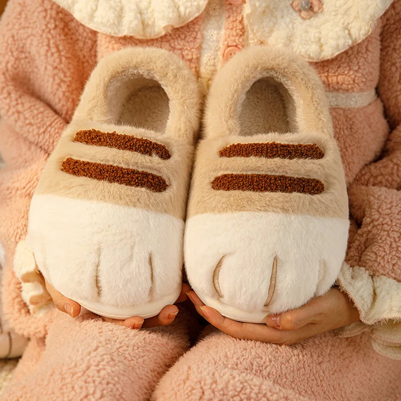 Kids Winter Plush Cat Claw Slippers – Warm Anti-Slip Indoor