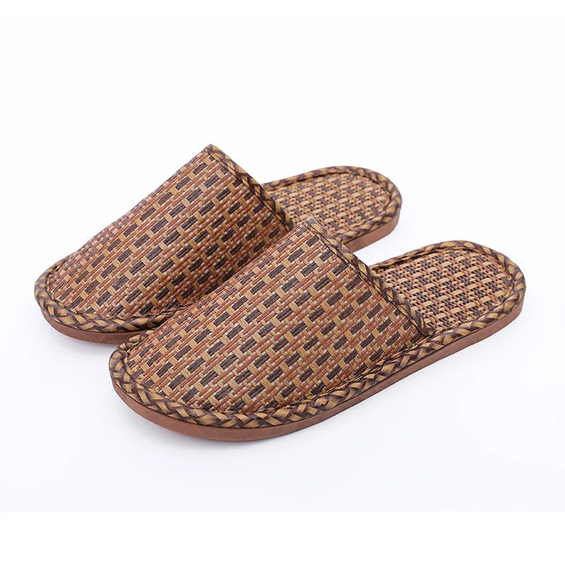 Bamboo Woven Rattan Slippers | Unisex Indoor Non-Slip Slides