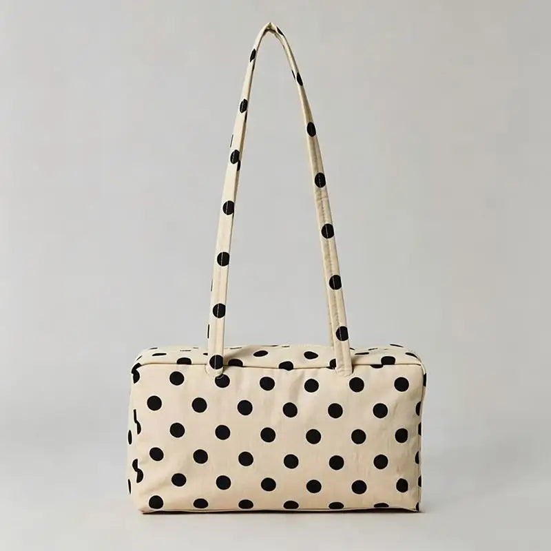 Nylon Polka Dot Shoulder Bag | Lightweight Zippered Underarm Tote