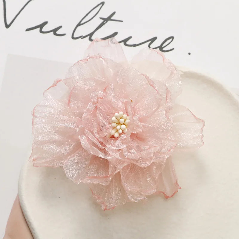 75mm Organza Fabric Flower for DIY Hair Clips & Headbands