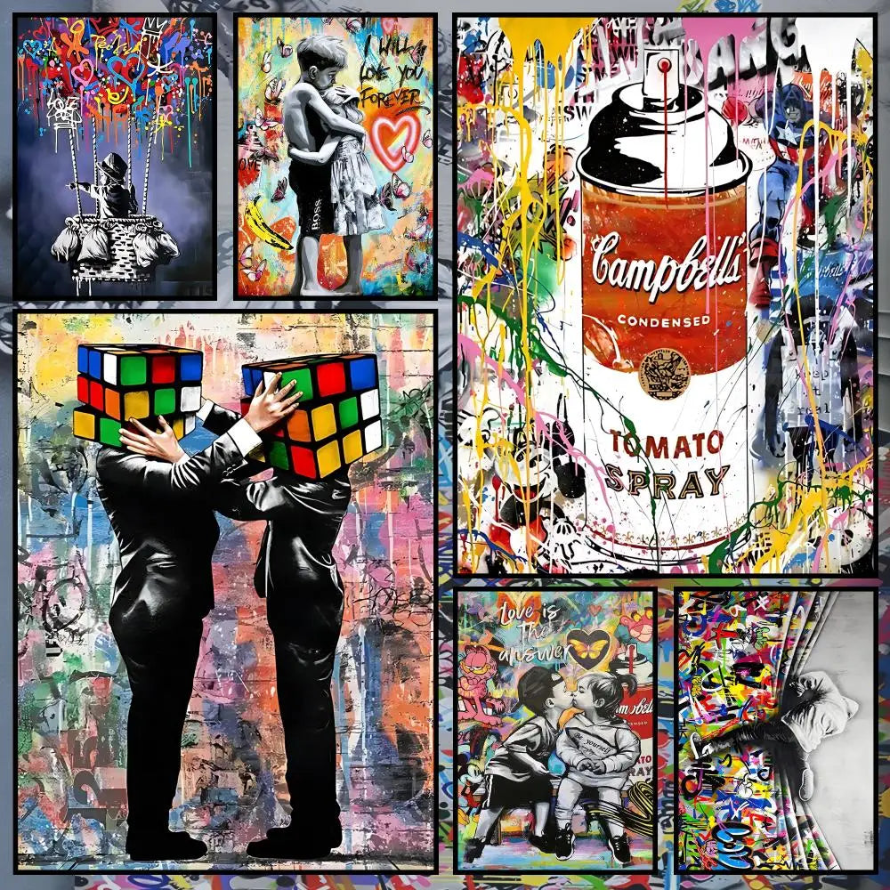 Banksy-Style Peel & Stick Wall Poster – Waterproof PVC HD Art