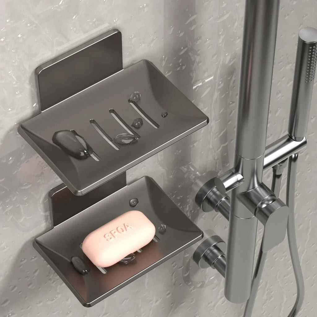 Wall Mounted Soap Dish No Drill – Space Aluminum Holder