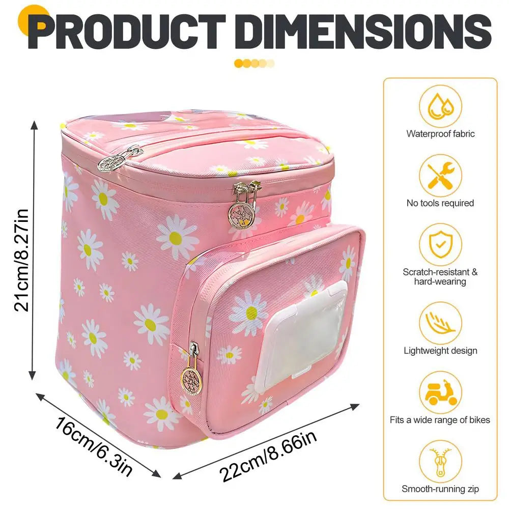 Kids Bike Basket – Waterproof Oxford Cloth Zipper Bag