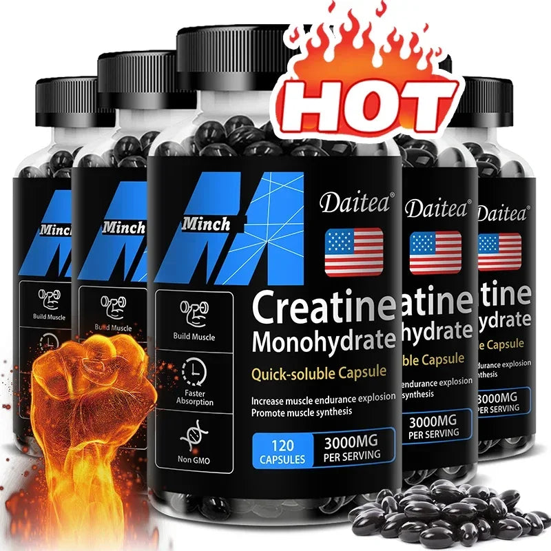 Creatine Monohydrate 3000mg Capsules – Strength & Muscle