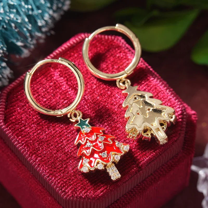 Huitan Christmas Tree Dangle Earrings – CZ Drop Jewellery