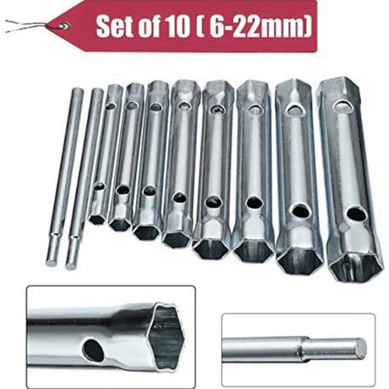 6- Metric Tubular Box Wrench Tube Bar Spark-plug Spanner Steel Double