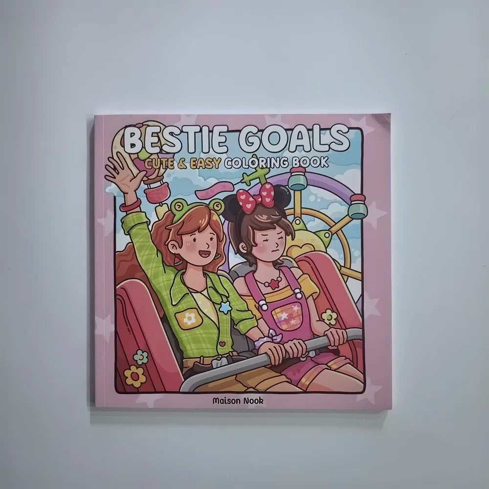 Bestie Goals Cute Easy Coloring Book Friend Stress Relief Drawing