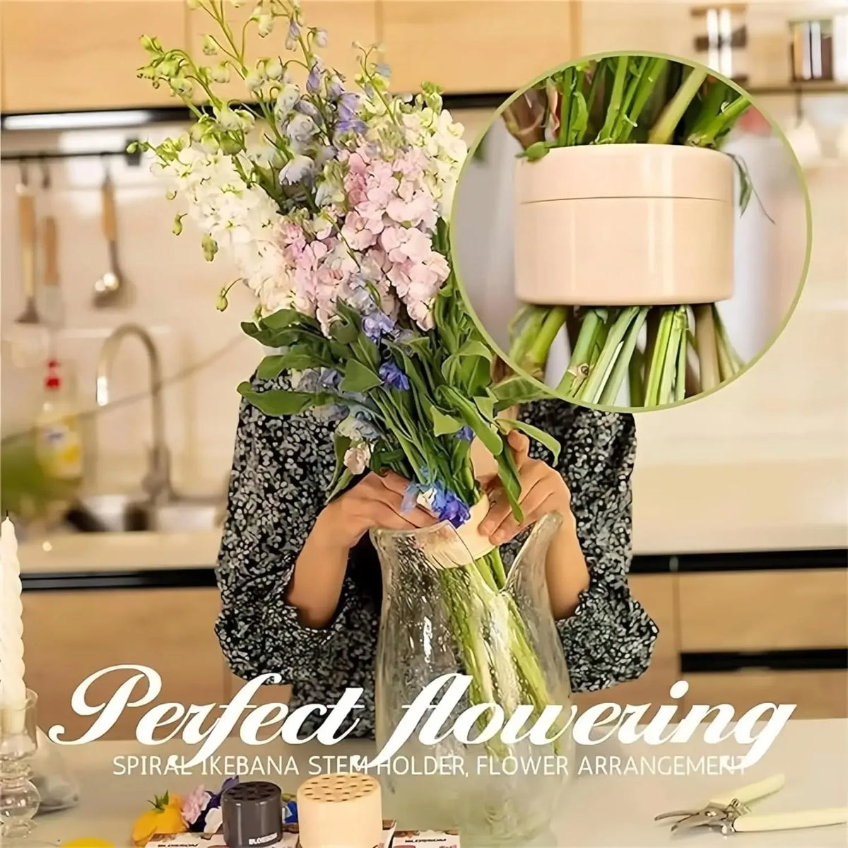 Spiral Ikebana Stem Holder Flowers Vases Bouquet Twister DIY Floral