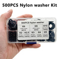 500 Pcs Nylon Flat Washer Kit M2–M10 | 8 Metric Sizes