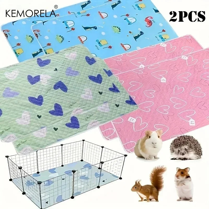 2-Pack Washable Reusable Pet Cage Pads for Small Animals