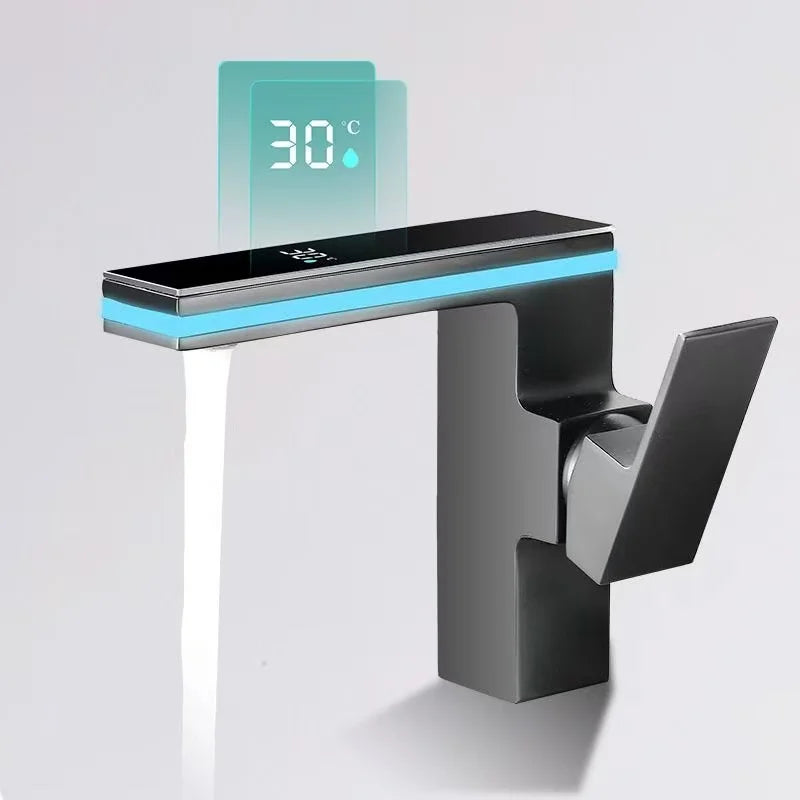 LED Temperature Sensing Basin Faucet | Single Handle Chrome