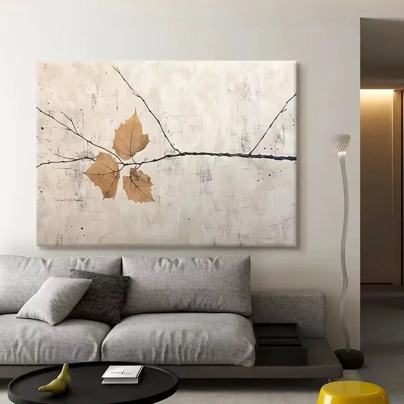 Abstract Autumn Leaves Hand-Painted Oil Painting on Canvas