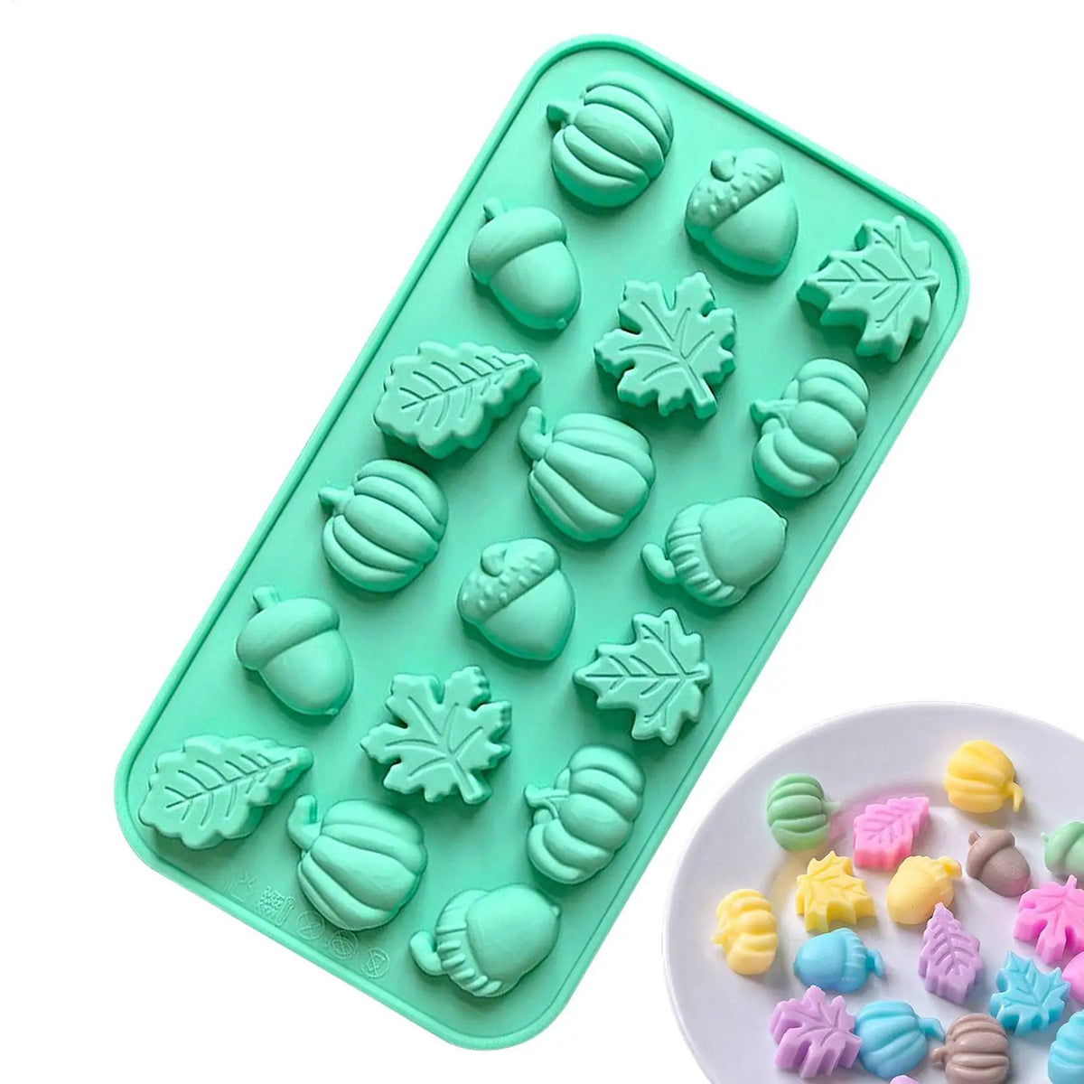 Silicone Fall Mold – 18 Cavity Maple Leaf Pumpkin Candy Mold