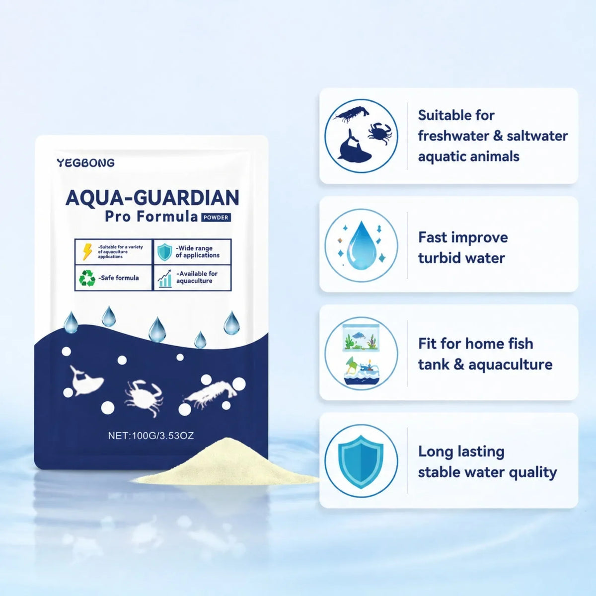 Aqua-Guardian Water Clarifier Powder 100g | Fish Tank & Aquarium
