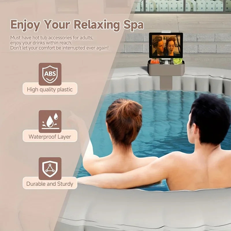 3-in-1 Hot Tub Tray Table | Cup & Phone Holder for Spa Pool